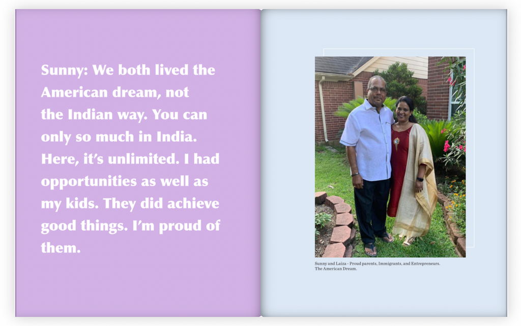 Photo of Sunny and Laiza's book showcasing a quote where they are taking about fulfuling the American dream