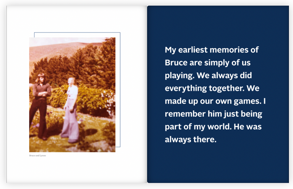 A page with a quote from Bruce's memorial book